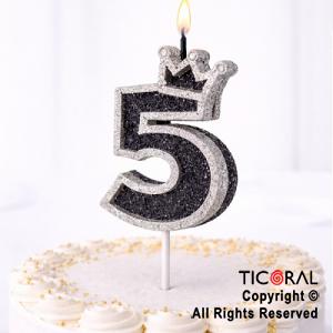 VELA NUMERO CORPOREO CON GIBRE PLATA N.5 x 1